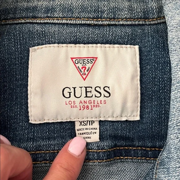 Guess Distressed Denim Vest - Picture 2 of 3